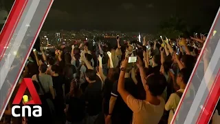 Hong Kong activists mark the start of the Mid-Autumn Festival