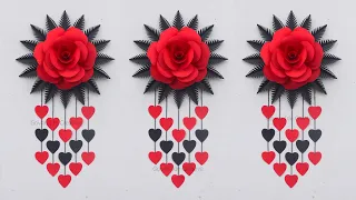 Beautiful Paper Rose Wall Hanging / DIY Paper Flower Wall Decor / Paper craft for home decoration