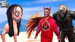 SHINCHAN Found EVIL MOMO and GHOST RIDER In GTA 5.. (Horror Mod)