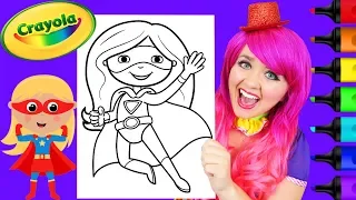 Coloring Cute Superhero Girl Crayola Coloring Page Prismacolor Markers | KiMMi THE CLOWN