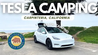 TESLA CAMPING and COOKING on the BEACH - Carpinteria, CA