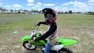 8 YEAR OLD’S FRIEND FIRST TIME RIDING A KAWASAKI KLX-110 DIRT-BIKE VLOG!!!