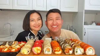 МУКБАНГ РОЛЛЫ СУШИ . ГОВОРИМ ПРО САЙТЫ ЗНАКОМСТВ😁 mukbang rolls sushi 🍱 не Асмр