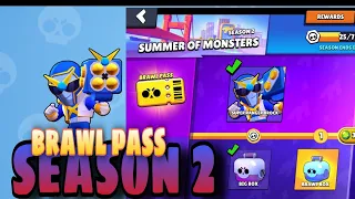 Brawl Stars | season 2  : Summer Of Monsters | brawl pass rewards walkthrough |