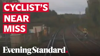 ‘Shocking’ near miss as cyclist narrowly avoids oncoming train at level crossing