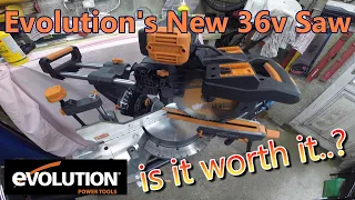 The New Evolution R255SMS-DB-LI 36v twin battery Miter Saw from Evolution power tools.