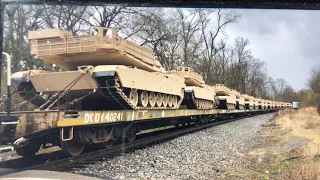 Train With Army Tanks In Front Of Me & Train Behind Me! Standing Between 2 Moving Trains In Kentucky