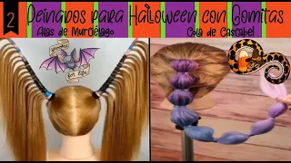 🐍🦇 2 Peinados para Halloween con Gomitas: ALAS DE MURCIÉLAGO y COLA DE CASCABEL 🐍🦇