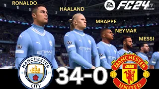 WHAT HAPPEN IF MESSI, RONALDO, MBAPPE, NEYMAR, HAALAND PLAY ON MANCHESTER CITY VS MANCHESTER UNITED