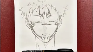 Anime drawing | how to draw itadori in sukuna form step-by-step