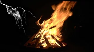 Nighttime Campfire with Thunder, Rain, Wind and Relaxing Night Sounds (Study, Sleep and Relax)