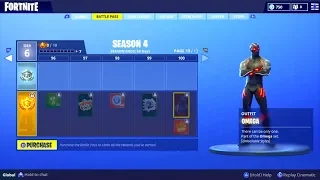 FORTNITE BATTLE ROYALE - SEASON 4 BATTLE PASS (ALL SKINS/EMOTES)