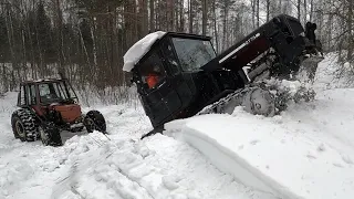 Турбо-трактор против ДТ75 на японском V8 в 300 сил! Гусеницы или колеса низкого давления?