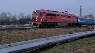 ТЭП70БС-080 "Владимир Яцкевич" с пассажирским поездом на перегоне Лида-Гутно.