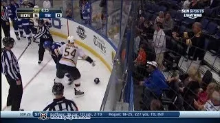 Adam McQuaid vs Nate Thompson Oct 19, 2013