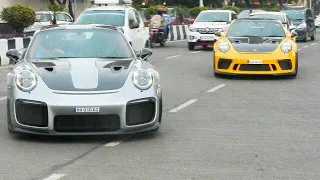 SUPERCARS IN INDIA MUMBAI 2020 DECEMBER LOUD PORSCHE GT3RS & PORSCHE GT2RS 458 ITALIA MURCIELAGO