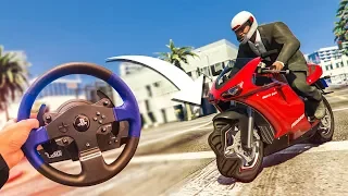 STEERING WHEEL WITH A MOTORBIKE?! - (GTA 5 Drifting & Stunts)