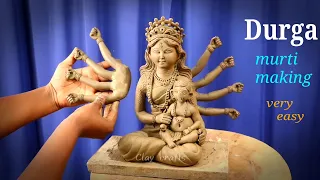 Mitti ki Durga murti making with bal ganesha | clay art
