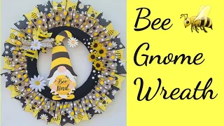 Farmhouse Honey Bee Gnome Wreath Ribbon Tutorial DIY Crafts Spring Decor Crafting With Ollie