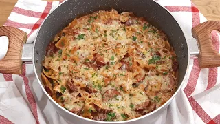One pot pasta aux saucisses fumées - recette express - n°417