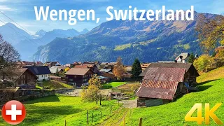 Wengen, Lauterbrunnen, Switzerland walking tour 4K 60fps - Most beautiful Swiss Villages