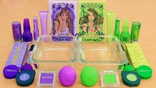 Purple vs Green - Mixing Makeup Eyeshadow Into Slime ASMR