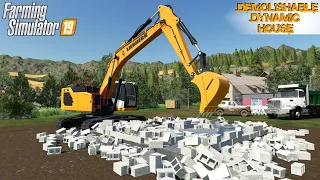 Farming Simulator 19 - Excavator Demolishing Dynamic House