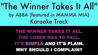 "The Winner Takes It All" from Mamma Mia - Karaoke Track with Lyrics on Screen