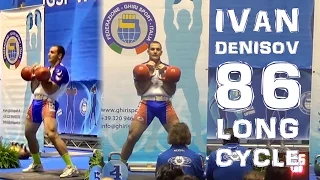 Ivan Denisov makes 86 reps in long cycle with two 32 kg kettlebells