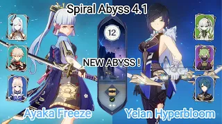 C0 Ayaka Freeze & C0 Yelan Hyperbloom - NEW Spiral Abyss 4.1 - Floor 12 9 star Genshin Impact