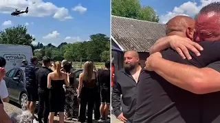 Man fakes his own death so he can film himself arriving at his funeral by helicopter 'to teach his