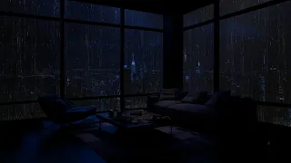 Rainy Night | Rain Sounds on Window for Blissful Sleep in a City View Apartment 🌧️💤 ASMR Relaxing