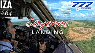 B777 CAY 🇲🇫 Cayenne | VISUAL APPROACH & LANDING 08 | 4K Cockpit View | ATC & Crew Communications