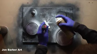 Black and White Space Spray Paint Art
