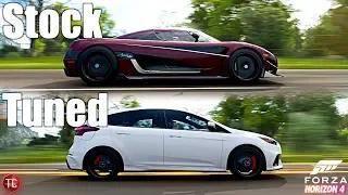 Forza Horizon 4: Stock vs Tuned! Koenigsegg Agera RS vs Ford Focus RS!