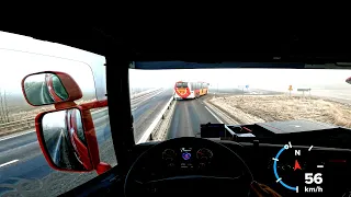 POV Driving Scania Streamline - Foggy morning