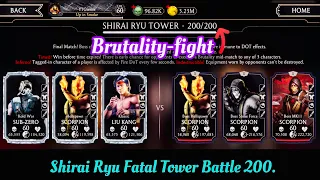 Shirai Ryu Fatal Tower Bosses Battle 200 Brutality Fight + Rewards | Mortal Kombat Mobile