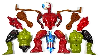 Merakit Mainan Hulk Smash vs Hulk Buster vs Siren Head vs iron Spider-Man dan Captain America Toys