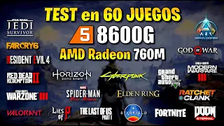 ✅ Ryzen 5 8600G ✅ TEST en 60 JUEGOS ✅ AMD Radeon 760M 🔴 Sin TARJETA GRÁFICA 🔴