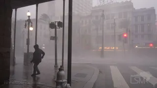 8-29-2021 New Orleans, La Hurricane Ida crazy winds and debris downtown- roof ripped off