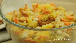 Машеровский салат. Салат из куриной грудки и грибов.  Вкуснее чем Оливье!