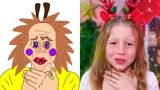 Nastya and a new Christmas Red VS Gold Challenge Drawing meme | Like Nastya #drawingmeme #nastya