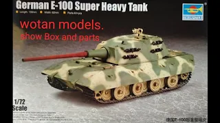 trumpeter 1/72 E-100 super heavy tank (showing box and parts)