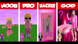 Minecraft NOOB vs PRO vs HACKER vs GOD ! BARBIE STATUE HOUSE BUILD CHALLENGE - Animation