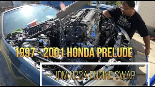 1997 - 2001 Honda Prelude JDM H22A Engine swap! Installing the swap in!! Part 7