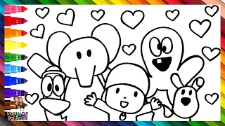 Dibuja y Colorea A Pocoyó Y Sus Amigos 💙👶🐘🦆🐶🐙🧸💙 Dibujos Para Niños