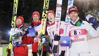 スキー ジャンプ男子 Ｗ杯団体第２戦で日本３位
