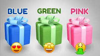 Choose your Gift! 🎁 Blue, Green or Red .💙💚💗|| 3 Box Challenge | Quiz Bar