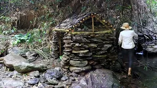 TIMELAPSE: 150 Days of Solo Survival - Bushcraft River Solo Camping - BUILD LOG CABIN Ep9