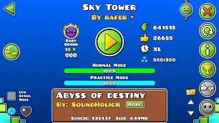 "Sky Tower" by rafer (100%) | 3 Coins | Easy Demon | Geometry Dash